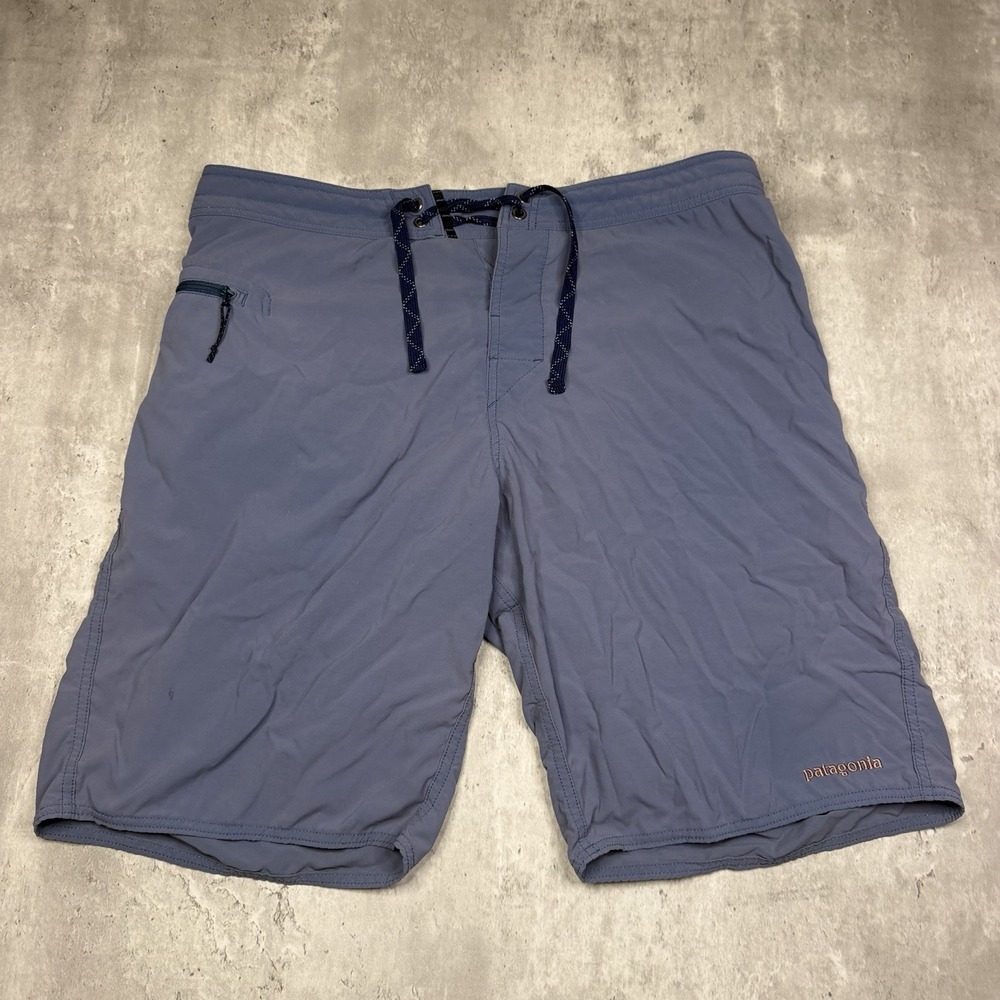 Patagonia Shorts Mens 34 Blue Wavefarer Board Unlined Zip Pocket Lightweight